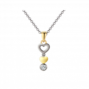 Heart Necklace With Topaz - Dark silver
