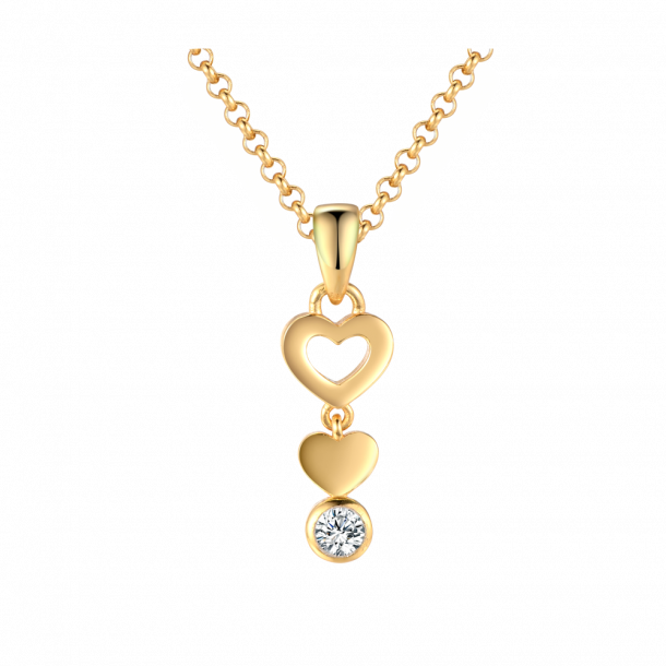 Heart Necklace With Topaz - Goldplated