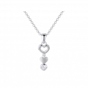 Heart Necklace With Topaz - Silver