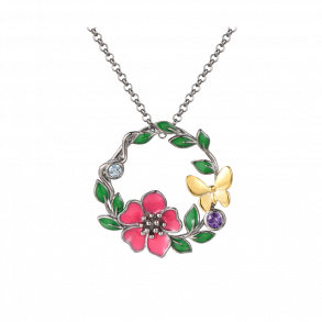 Colorful Nature Halsband -  Dark silver 