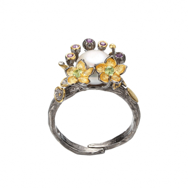 Ring Med Perle og sten