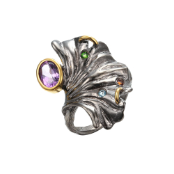 Blad Ring Mrk Med gte Sten