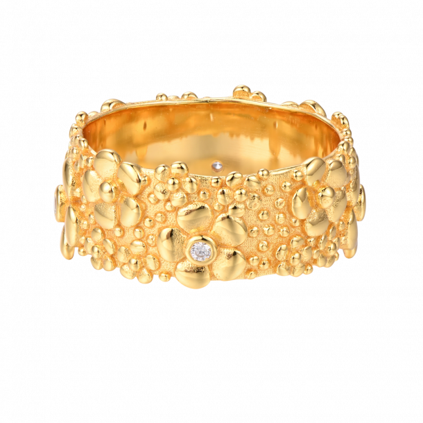 Blommor Ring - Guldplterad