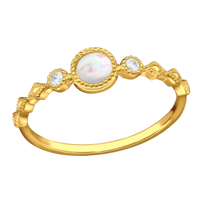 Opal Ring med hvide krystaller