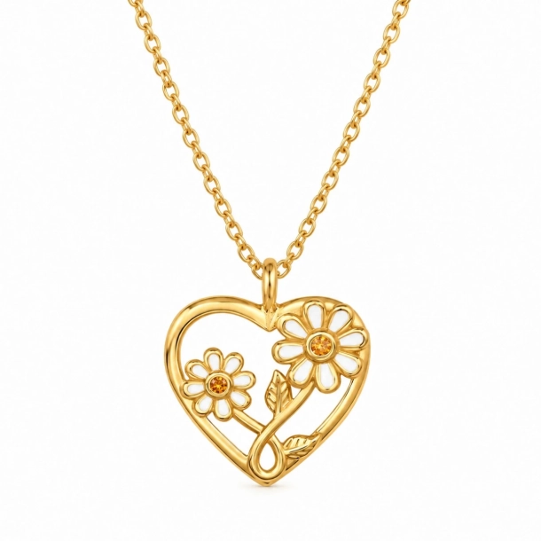 Heart Necklace - Flower 