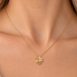 Heart Necklace - Flower 