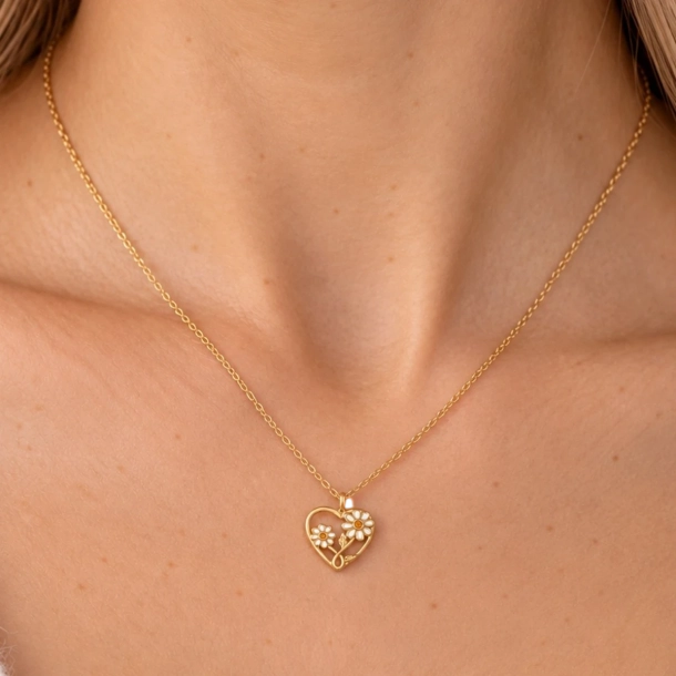 Heart Necklace - Flower 