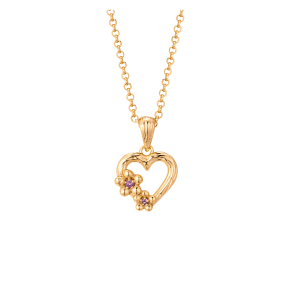 Heart Necklace Gold plated With Flowers