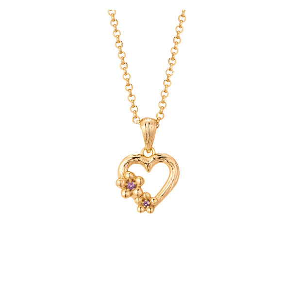 Heart Necklace Gold plated With Flowers