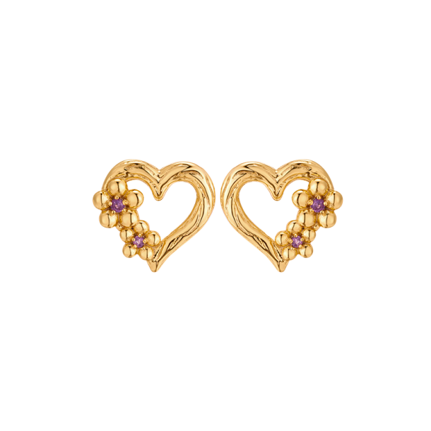 Heart Earrings Gold plated With Flowers