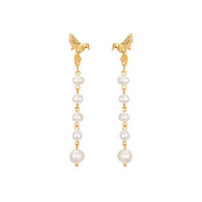 Hummingbird Earrings Goldplated - Freshwater Pearls