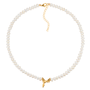 Hummingbird Necklace - White Pearl