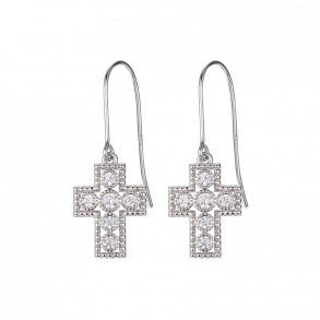 Cross Earrings - Silver color