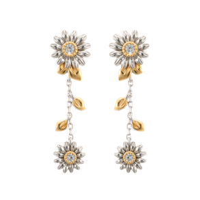 Daisy Earrings Long - Silver