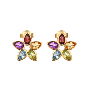 Gold Plated Multicolored Earrings with gemstones