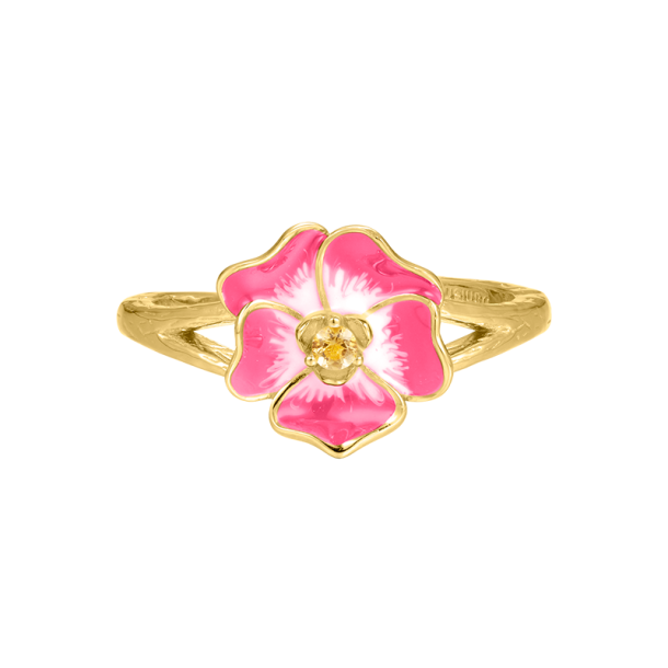 Stedmoderblomst  Ring - Pink &amp; Gulbelagt 