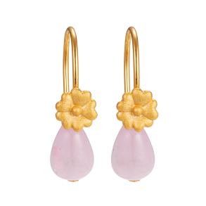 Pink Earrings - Flower and Kunzite 
