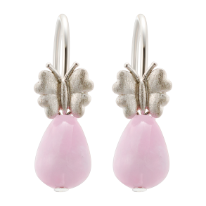 Pink Earrings Kunzite & Butterfly 
