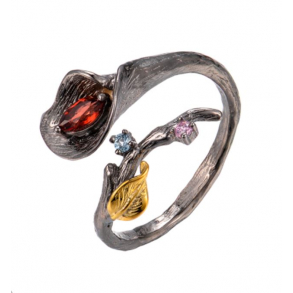 Oxideret Ring Med Lilje