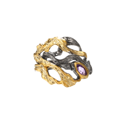 Ametyst Ring Med Guldbelgning