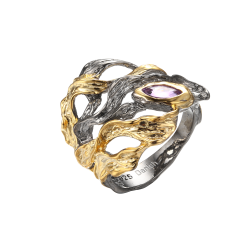 Ametyst Ring Med Guldbelgning