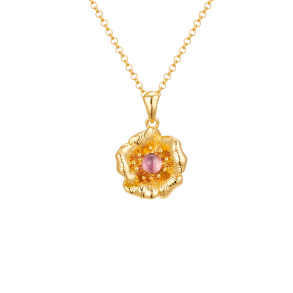 Rose Halskde Guldbelagt  - Lilla Ametyst