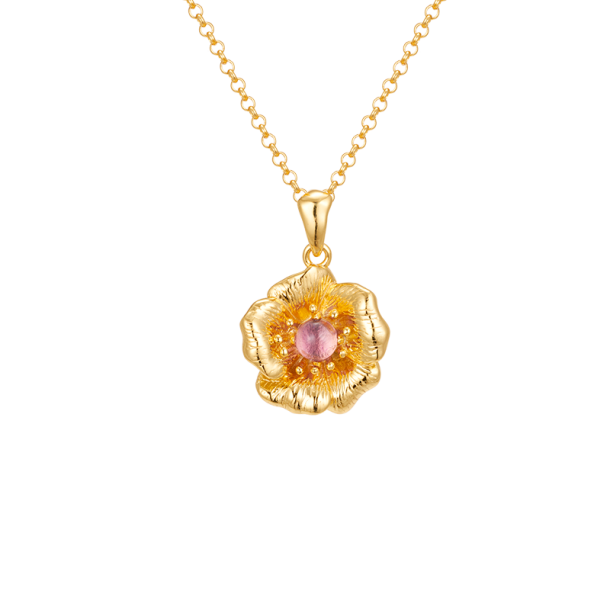 Rose Necklace Gold Plated - Purple Amethyst