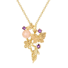 Butterfly Necklace with Amethyst