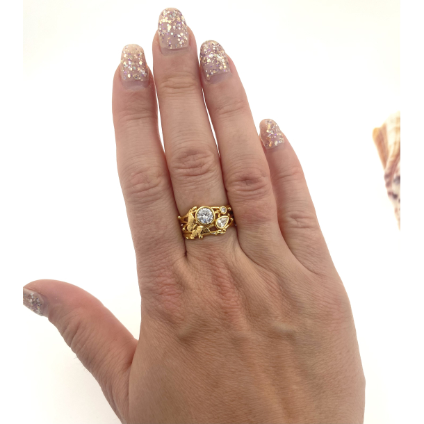 Sommerfugl Ring Guldbelagt