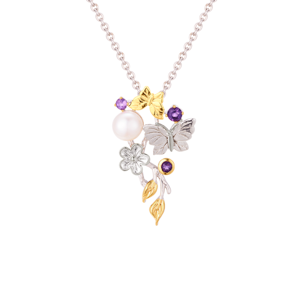 Butterfly Necklace with Amethyst