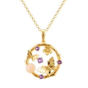 Sommerfugle Halsk�de Med Rosa Kvarts