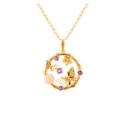 Butterflies Necklace With Rose quartz