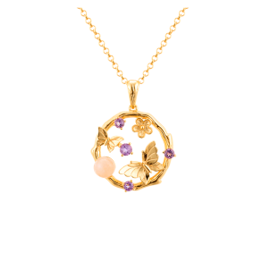 Sommerfugle Halskde Med Rosa Kvarts