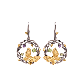 Butterfly Earrings Peridot and Amethyst