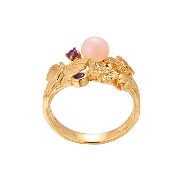 Fjrils ring Guldplterad - kta sten