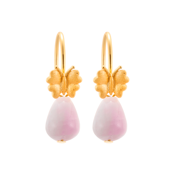 Kunzite Earrings With Butterfly 