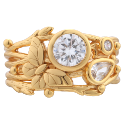 Sommerfugl Ring Guldbelagt