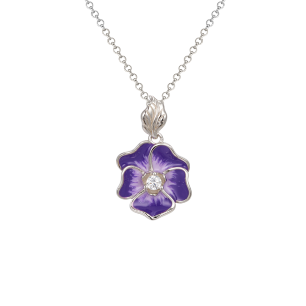 Pansy Necklace - Purple &amp; Slv