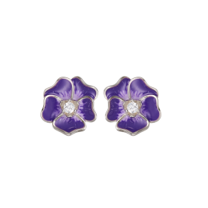 Pansy Earrings - Purple & Slv