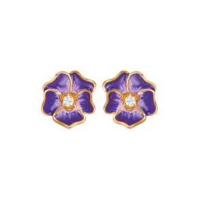 Pansy Earrings - Purple & Gold Plated