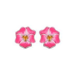 Pansy Earrings - Pink & Slv