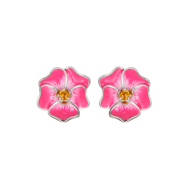 Pansy Earrings - Pink &amp; Slv