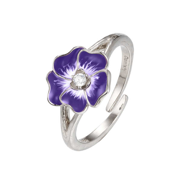 Stedmoderblomst Ring - Lilla &amp; Slv