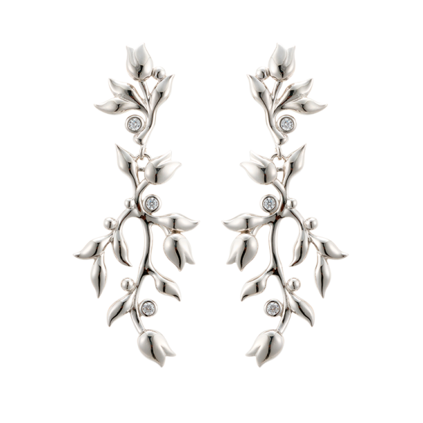 Tulip Earrings L - Silver