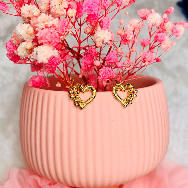 Hjrta rhngen Guldplterad Med Blommor 