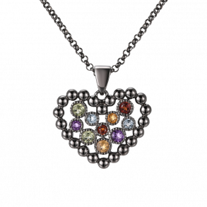 Heart Necklace Dark Silver