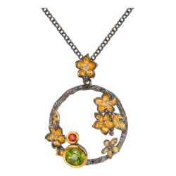 Blomster Halskde Med gte Sten